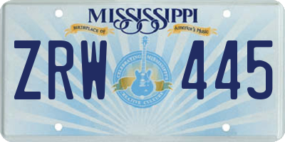 MS license plate ZRW445