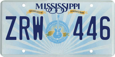 MS license plate ZRW446