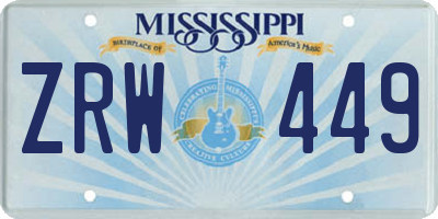 MS license plate ZRW449
