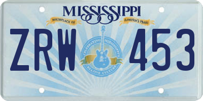 MS license plate ZRW453