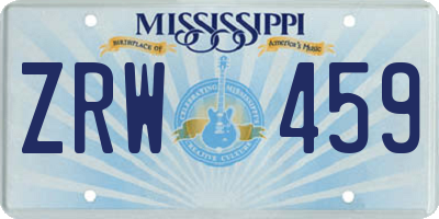 MS license plate ZRW459