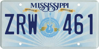 MS license plate ZRW461