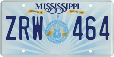 MS license plate ZRW464