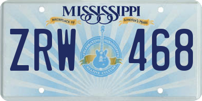 MS license plate ZRW468