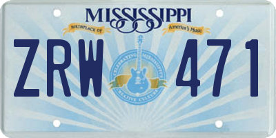 MS license plate ZRW471
