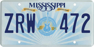 MS license plate ZRW472