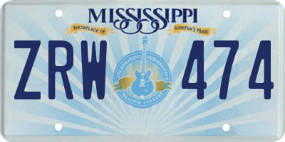 MS license plate ZRW474