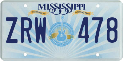 MS license plate ZRW478