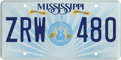 MS license plate ZRW480
