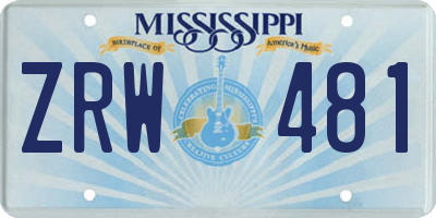 MS license plate ZRW481