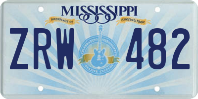 MS license plate ZRW482