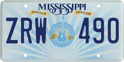 MS license plate ZRW490