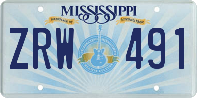 MS license plate ZRW491