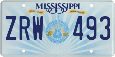 MS license plate ZRW493
