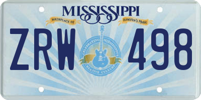 MS license plate ZRW498
