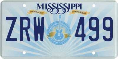 MS license plate ZRW499