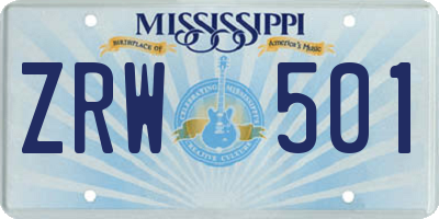 MS license plate ZRW501