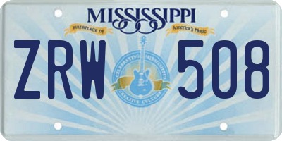 MS license plate ZRW508