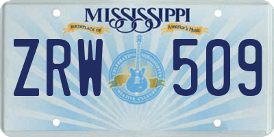 MS license plate ZRW509