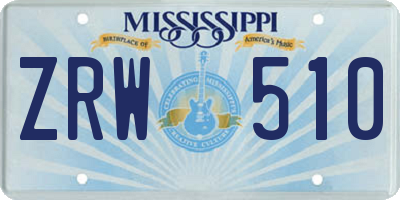 MS license plate ZRW510