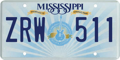 MS license plate ZRW511