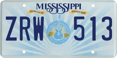 MS license plate ZRW513
