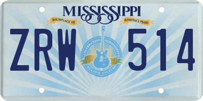MS license plate ZRW514
