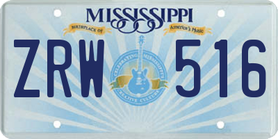 MS license plate ZRW516