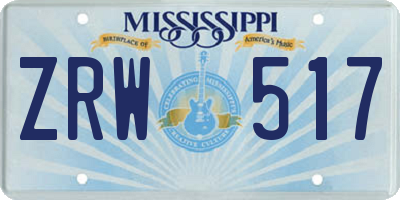 MS license plate ZRW517