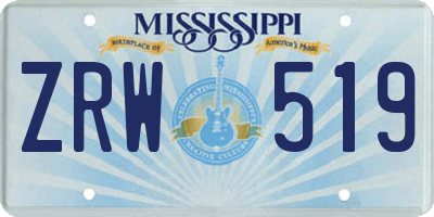 MS license plate ZRW519