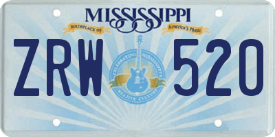 MS license plate ZRW520