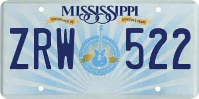 MS license plate ZRW522