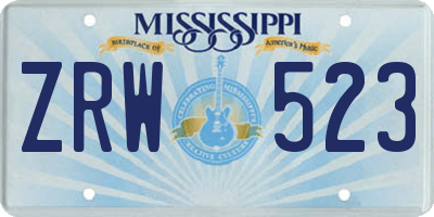 MS license plate ZRW523