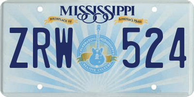 MS license plate ZRW524