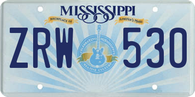 MS license plate ZRW530