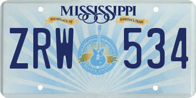 MS license plate ZRW534