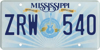 MS license plate ZRW540