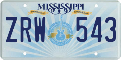 MS license plate ZRW543
