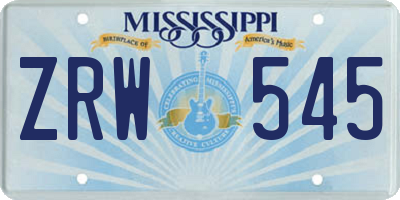 MS license plate ZRW545