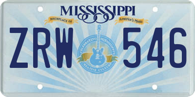 MS license plate ZRW546