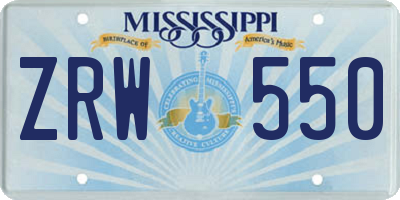 MS license plate ZRW550
