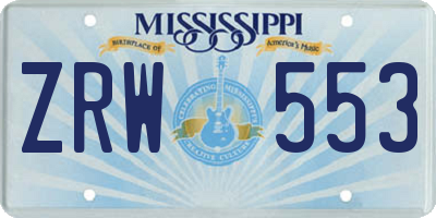 MS license plate ZRW553
