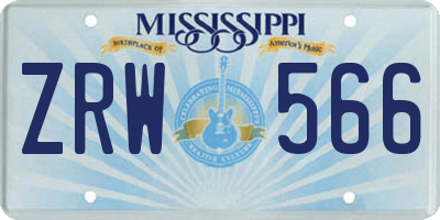 MS license plate ZRW566