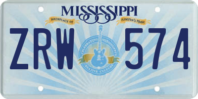 MS license plate ZRW574