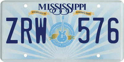 MS license plate ZRW576
