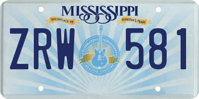 MS license plate ZRW581