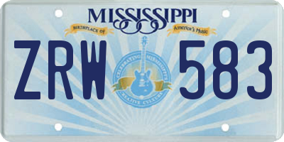 MS license plate ZRW583