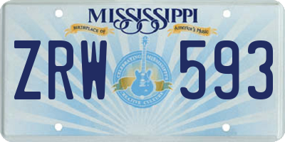 MS license plate ZRW593