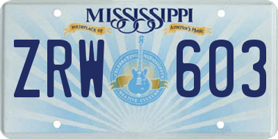 MS license plate ZRW603