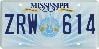 MS license plate ZRW614